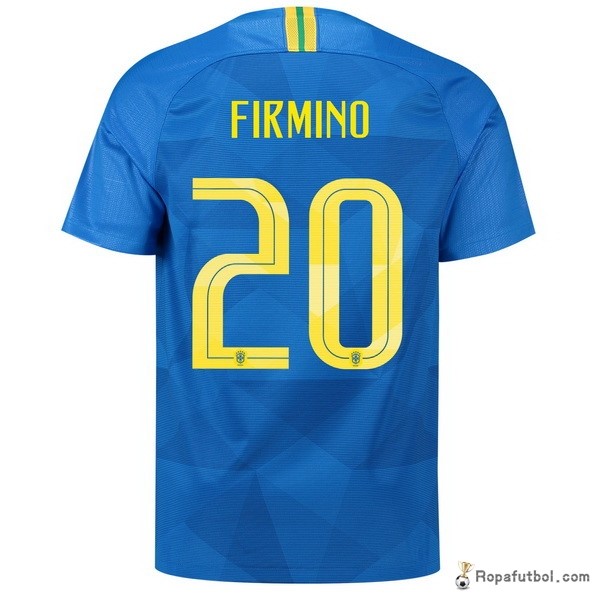 Camiseta Brasil Replica Segunda Ropa Firmino 2018 Azul